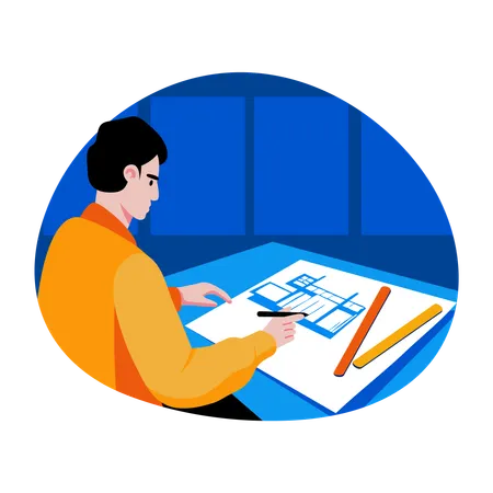 Architect working on prototype  Illustration