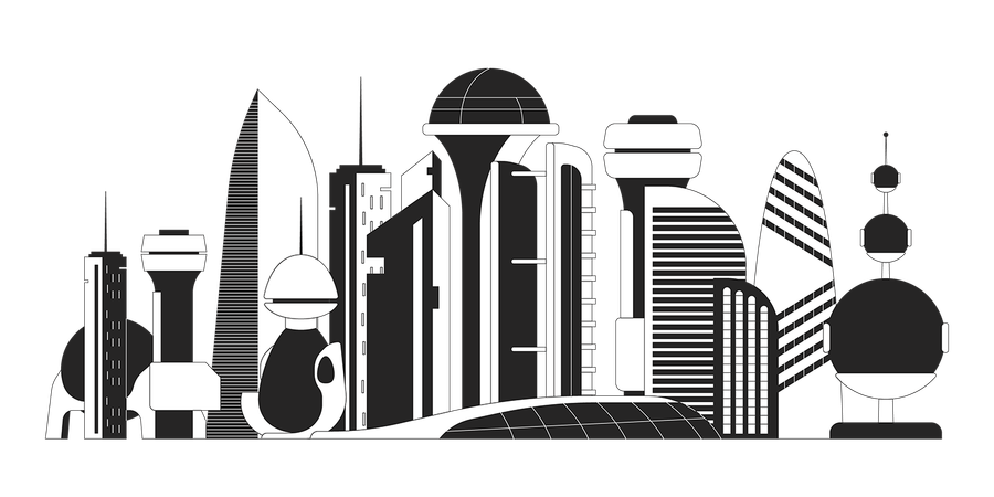 Architecture futuriste, ville futuriste  Illustration