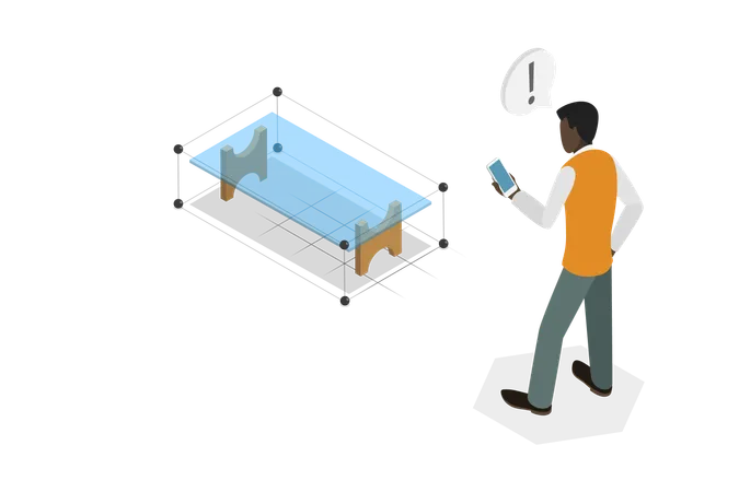 3 D Isometric Flat Vector Illustration Of AR Furniture Augmented Reality Mobile Application Illustration