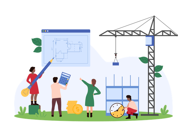 Architecture working on building construction  Illustration