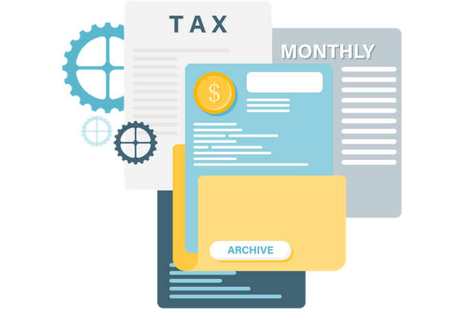 Archivado de documentos financieros  Ilustración