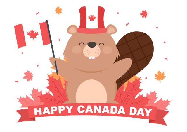Ardilla celebrando el día de Canadá  Ilustración