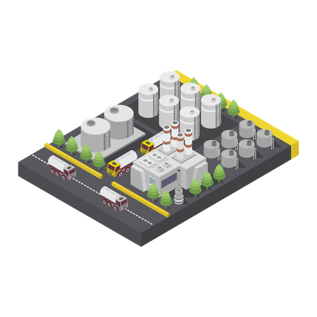 Área de refinería de petróleo  Ilustración