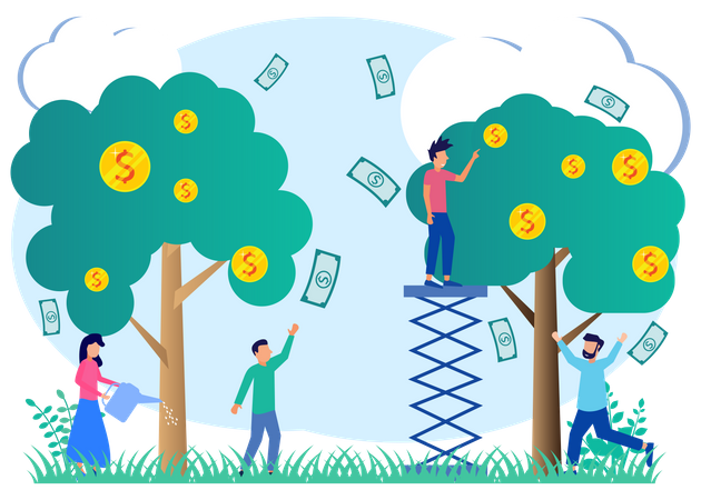 Investissement dans l'arbre à argent  Illustration