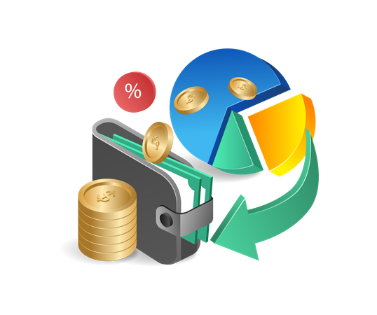 Diagramme circulaire d'investissement monétaire  Illustration