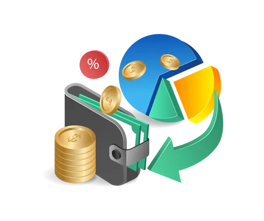 Diagramme circulaire d'investissement monétaire  Illustration