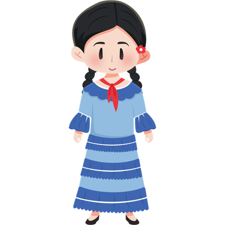 Argentina Gaucho attire girl  Illustration