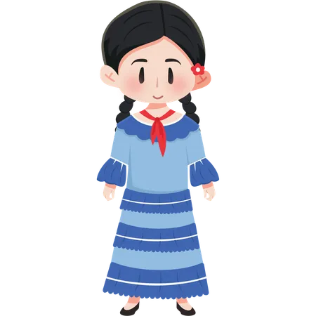 Argentina Gaucho attire girl  Illustration