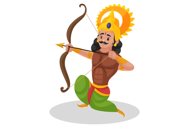 Arjun firing arrow  Illustration