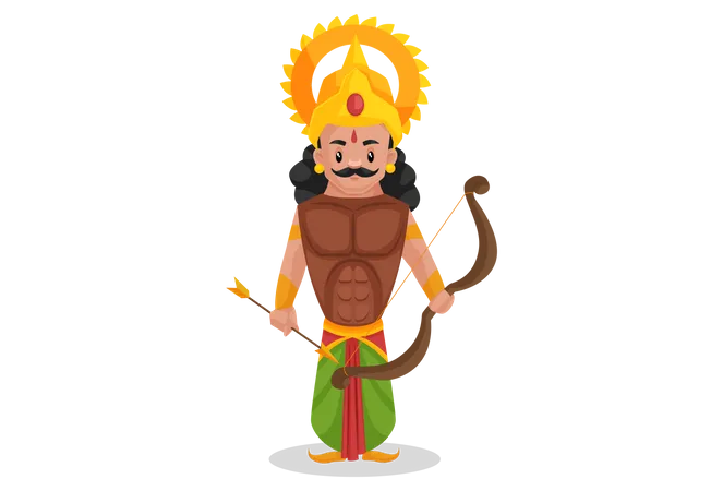 Arjun holding bow and arrow  Illustration