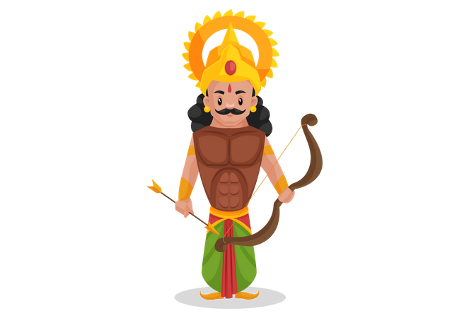 Arjun holding bow and arrow  Illustration