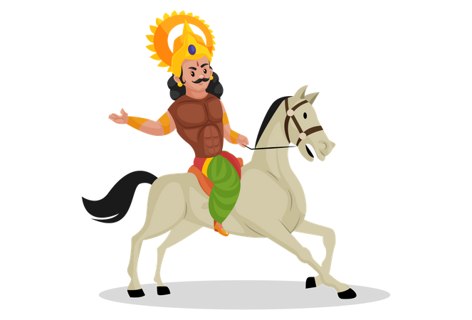Arjun reitet Pferd  Illustration