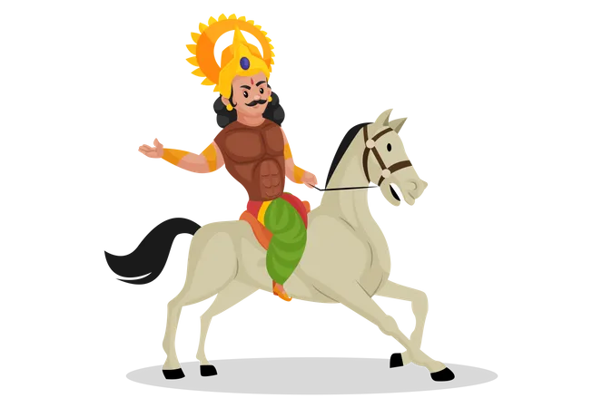 Arjun reitet Pferd  Illustration