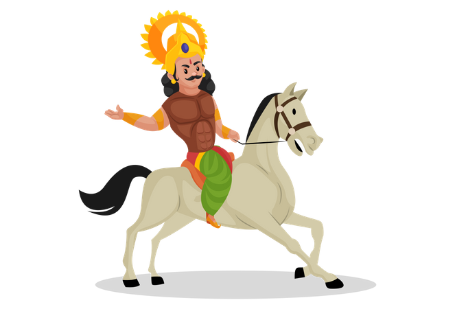 Arjun riding horse  Illustration