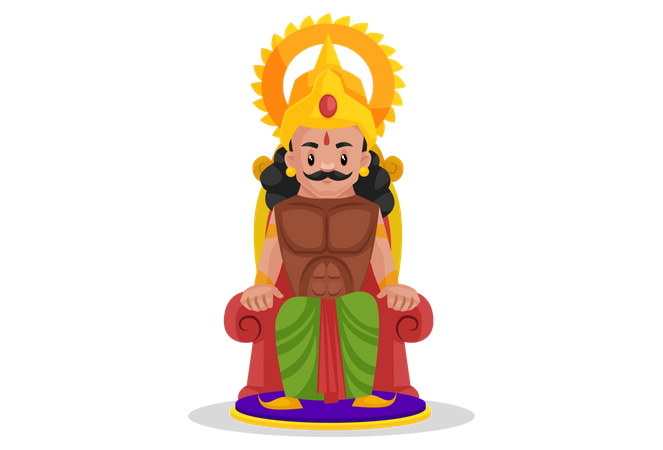 Arjun sentado en el trono  Ilustración