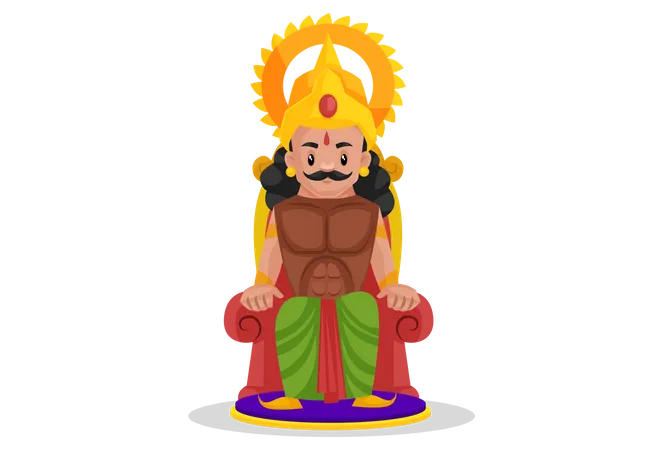 Arjun sentado no trono  Ilustração