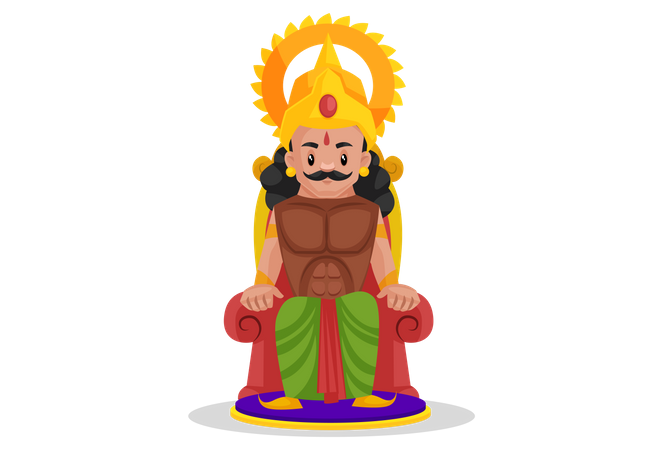 Arjun sitting on throne  Illustration