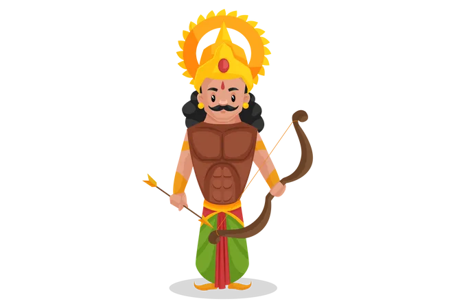 Arjun sosteniendo arco y flecha  Ilustración