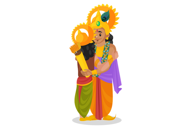 Arjun trifft Lord Krishna  Illustration