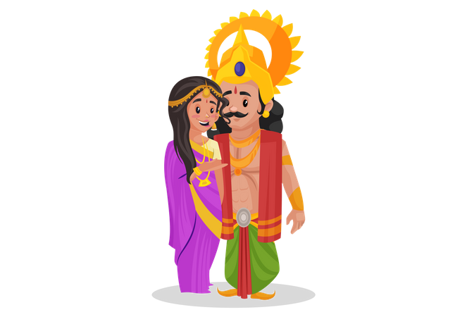 Arjun with draupadi  Illustration