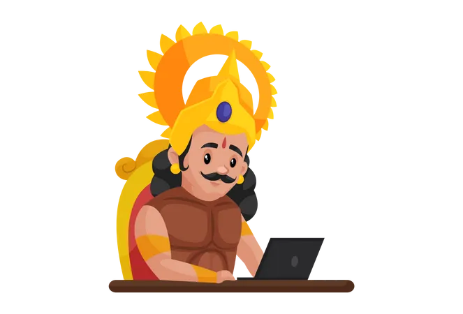 Arjun working on laptop  Illustration