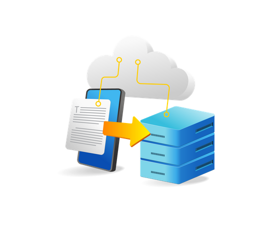 Armazene dados em servidor em nuvem  Ilustração