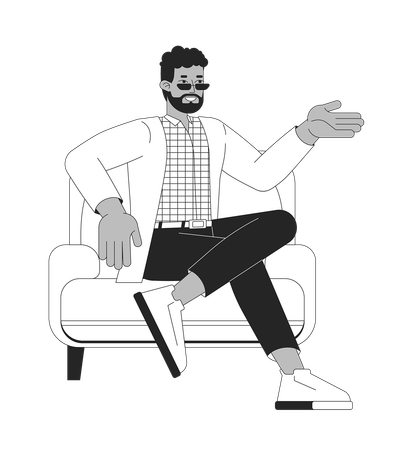 Armchair african american man sitting confident  Illustration