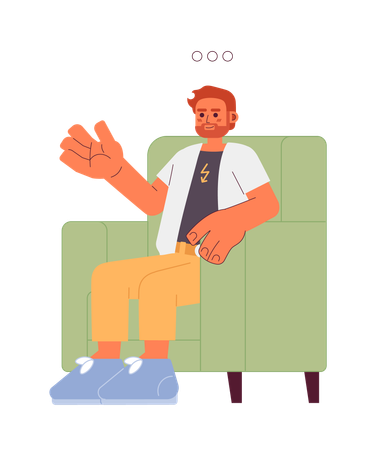 Armchair caucasian male therapy client  Illustration