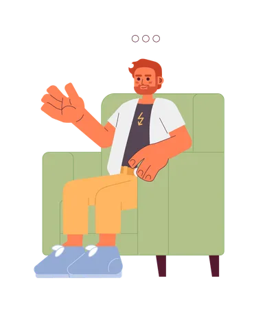 Armchair caucasian male therapy client  Illustration