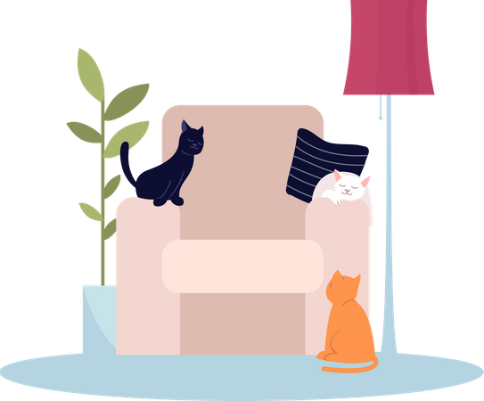 Armchair with cats Illustration