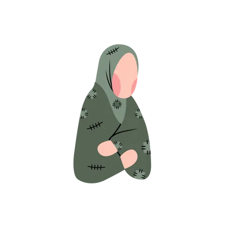 Arme Hijab-Frau  Illustration