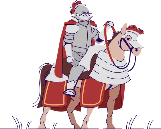 Armed Equestrian knight on horse Illustration
