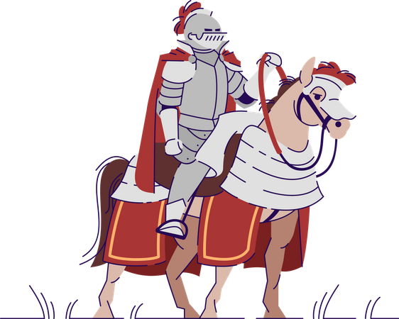 Armed Equestrian knight on horse  Illustration