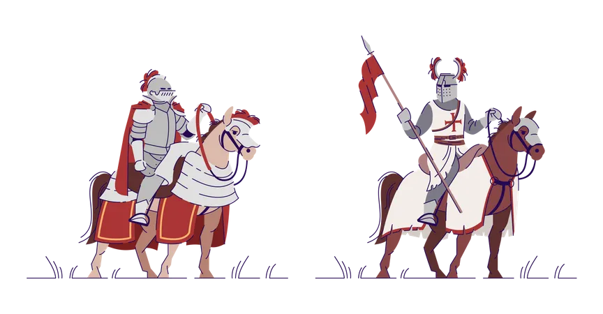 Armed Equestrian knights on horse  Illustration