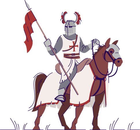 Armed Medieval knight horseman Illustration