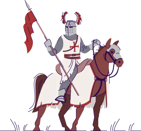 Armed Medieval knight horseman Illustration