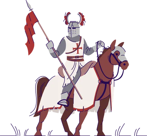 Armed Medieval knight horseman  Illustration