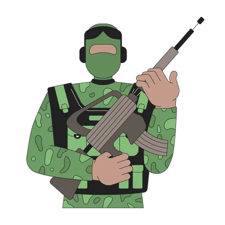 Armed soldier in camouflage uniform  Illustration