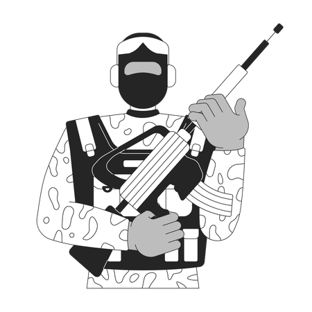 Armed Soldier In Camouflage Uniform  Illustration