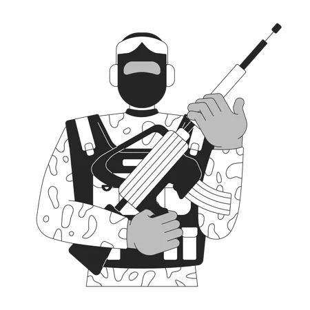 Armed Soldier In Camouflage Uniform  Illustration