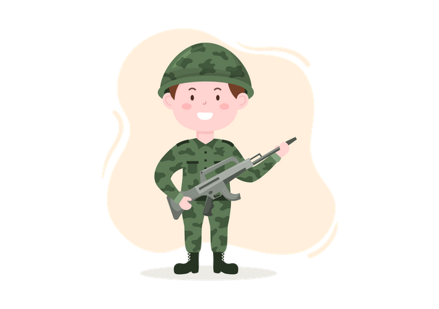 Armeeoffizier mit Waffe  Illustration