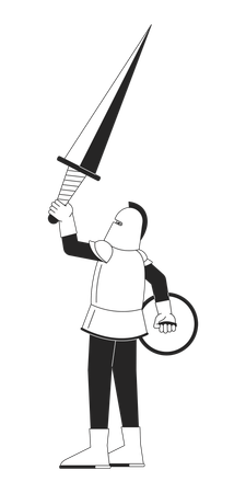 Armored knight is raising up sword  Illustration