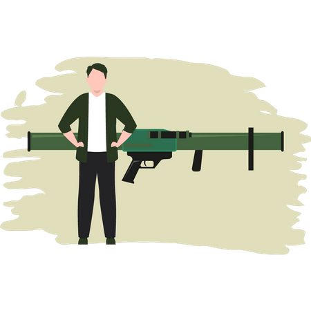 Army Man Holding Bazooka  Illustration