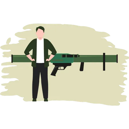 Army Man Holding Bazooka  Illustration