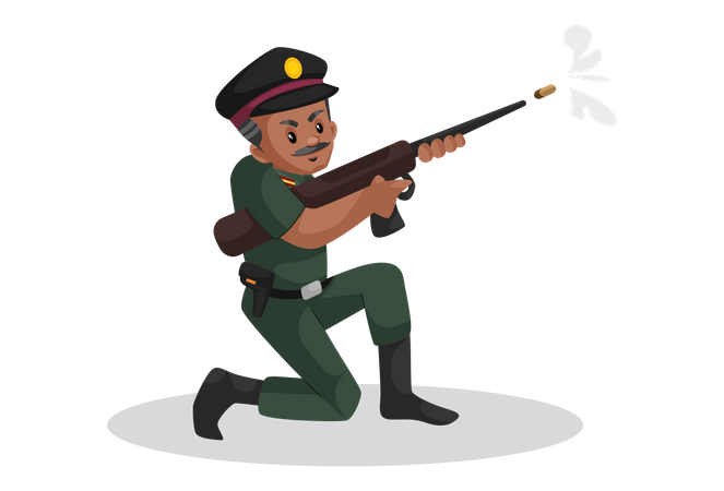 Army man using rifle in war  Illustration