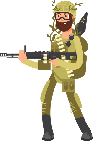 Army Man With Weapons  Illustration