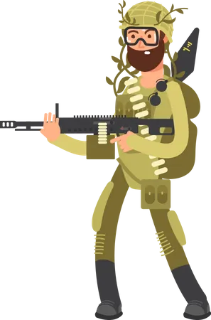 Army Man With Weapons  Illustration