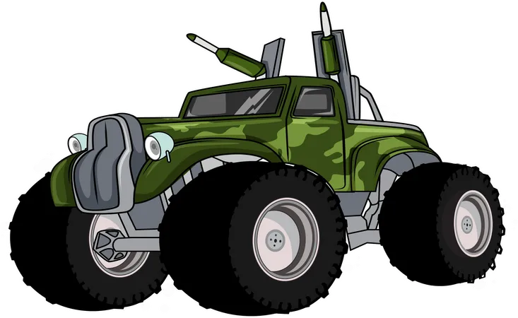 Army Monster Truck Car Vector Illustration Illustration