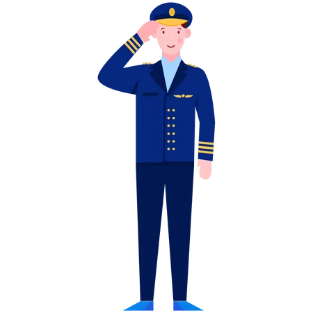 Army Officer Saluting Illustration