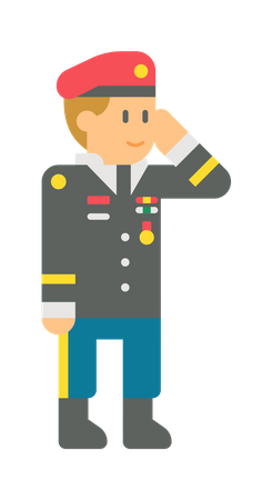 Army officer saluting Illustration